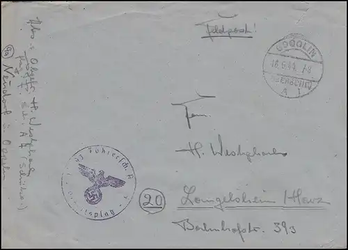 Feldpost Fliegerhorst Neudorf-Oppeln Brief von GOGOLIN / OBERSCHL. 16.6.44 