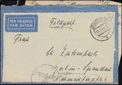 Feldpost Briefstempel Reserve-Lazarett Jüterbog Brief JÜTERBOG 19.1.44 n. Berlin