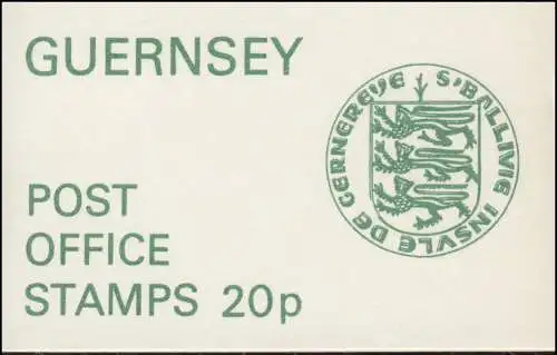 Guernesey Carnets de marques 3 uniformes 20 Pence 1977, **