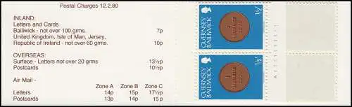 Guernsey Markenheftchen 11 Münzen Heftchenblatt 11 Castle Cornet siena 1980, **