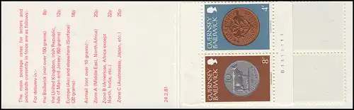 Guernesey Carnets de marques 14 pièces Fort Grey 1981, **