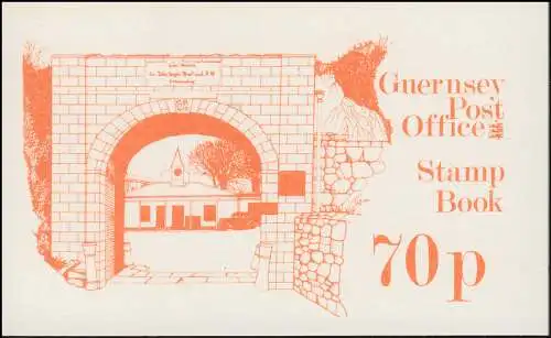 Guernesey Carnets de marques 16 pièces Fort George orange 1982, **