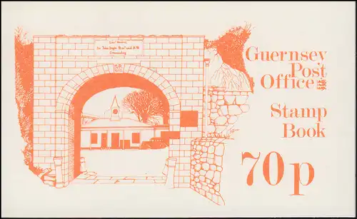 Guernsey Markenheftchen 16 Münzen Fort George orange 1982, **