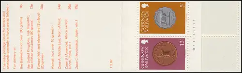 Guernsey Markenheftchen 16 Münzen Fort George orange 1982, **