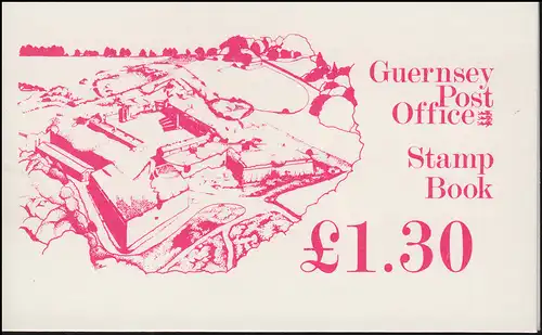 Guernesey Carnets de marque 17 pièces Fort George karmin 1982, **