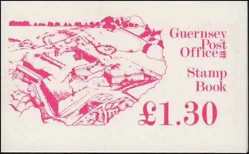 Guernsey Markenheftchen 17 Münzen Fort George karmin 1982, **