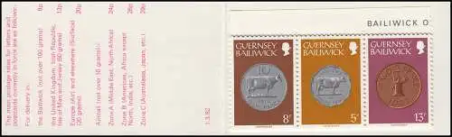 Guernesey Carnets de marque 17 pièces Fort George karmin 1982, **