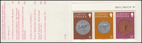 Guernsey Markenheftchen 17 Münzen Fort George karmin 1982, **