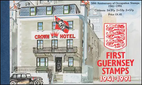 Guernsey Markenheftchen 34 Besatzungsmarken Crown Hotel 1991 ** postfrisch / MNH