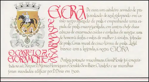 Portugal-Markenheftchen 1708 BuS Kastell Evora-Monte, postfrisch **/ MNH
