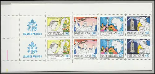 Carnets de Marques Vatican 2 Les voyages mondiaux du Pape Jean-Paul II 1984, **