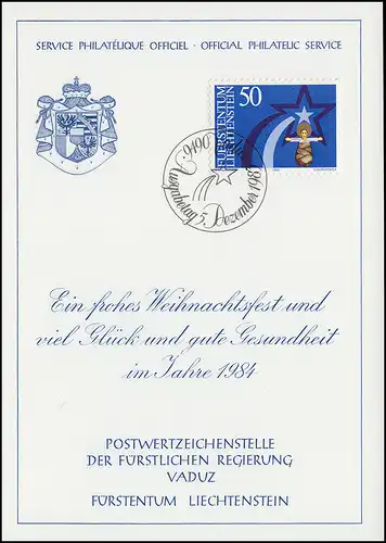 Liechtenstein 832 Noël - Carte de vœux pour la fin de l'année 1984