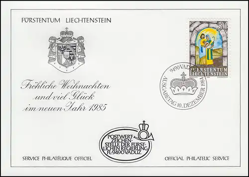 Liechtenstein 862 Noël - Carte de vœux pour la fin de l'année 1985