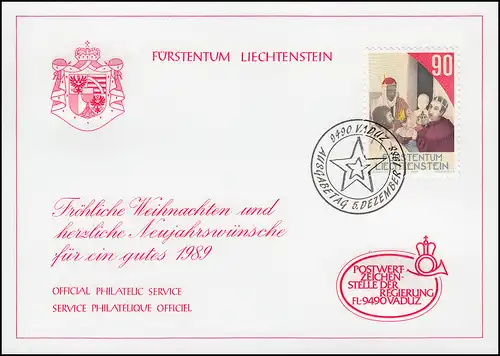 Liechtenstein 956 Noël - Carte de vœux pour la fin de l'année 1989
