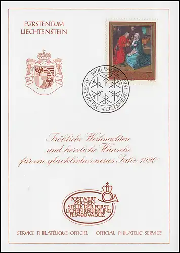 Liechtenstein 979 Noël - Carte de vœux pour la fin de l'année 1990