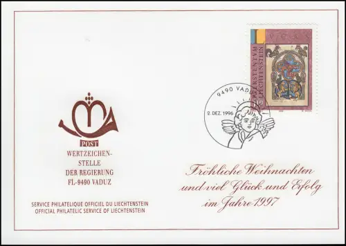 Liechtenstein 1143 Weihnachten - Grußkarte zum Jahreswechsel 1997
