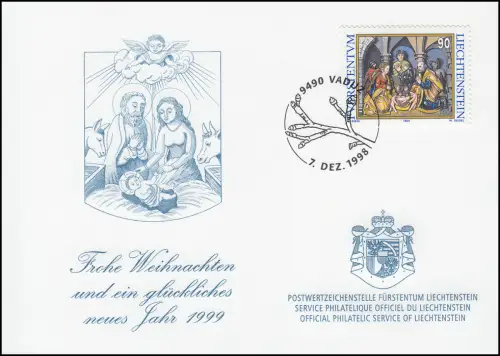 Liechtenstein 1184 Noël - Carte de vœux pour la fin de l'année 1999