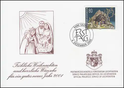 Liechtenstein 1249 Noël - Carte de vœux pour la fin de l'année 2001