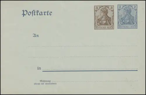 P 70X Germania 3+2 Pf. auf P 63 mit Wz.2, ** wie verausgabt