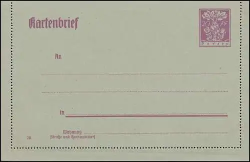 Bayern Kartenbrief K 12 Abschiedsausgabe 20 Pf, wie verausgabt **