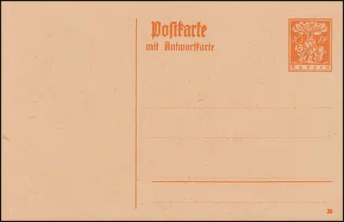 Bayern Postkarte P 118 Abschiedsausgabe 10/10 Pf orangegelb, wie verausgabt ** 