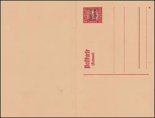 Bayern Postkart P 110/01 Freistaat 10/10 Pf karmin DV 19, tel qu'il est dépensé **