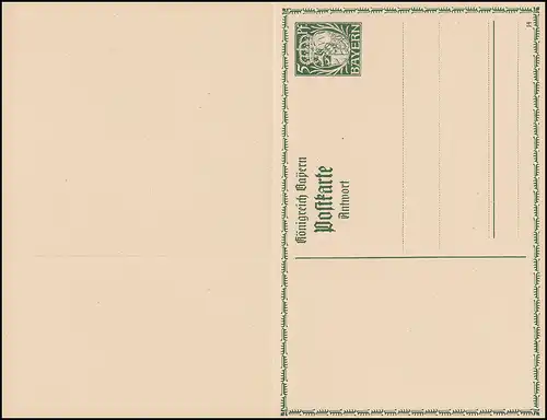 Bayern Postkarte P 95/01 Wappen 5/5 Pf Zierumrandung DV 14 geschnitten, ** 
