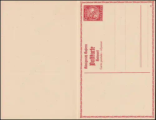 Bayern Postkarte P 96 Armoiries 10/10 Pf Bordure ornementale DV 14 coupée, **