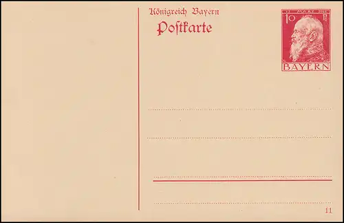 Bayern Postkarte P 88I/01 Luitpold 10 Pf rouge DV 11 coupé, **
