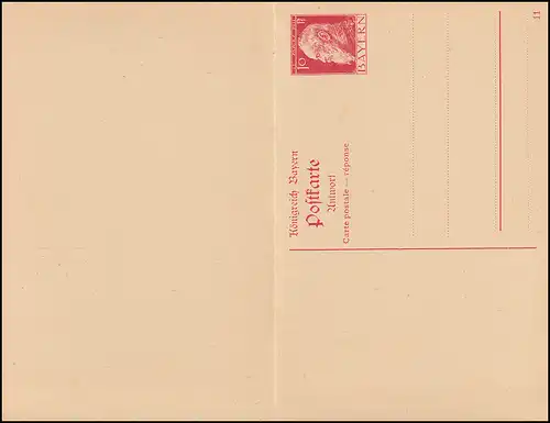 Bayern Postkarte P 90/01 Luitpold 10/10 Pf rouge DV 11, tel qu'il est dépensé **