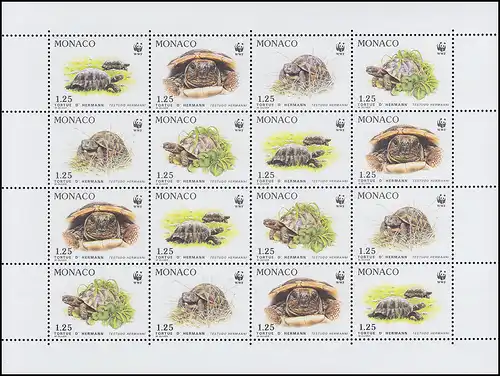 2046-2049 WWF Weltweiter Naturschutz Griechische Landschildkröte, Kleinbogen **