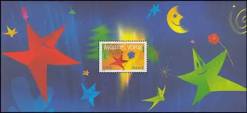 Frankreich Block 43 Weihnachten und Neujahr: Stern mit Blume **, mit Faltkarte