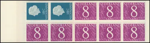 Markenheftchen 3 Königin Juliane und Ziffer, UV weiß, Rand schmal, **