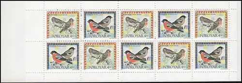 Färöer-Inseln Markenheftchen 13 Invasionsvögel Birds 1997, ** postfrisch