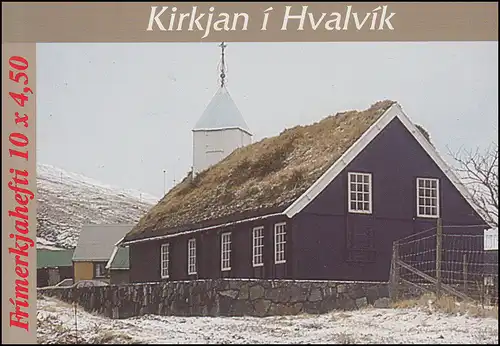 Îles Féroé Carnet de marques 14 Église de Hvalvik, ** Postfraîchissement