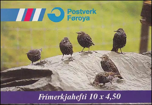 Îles Féroé Carnets de marques 15 oiseaux de fond Birds 1998, ** post-fraîchissement