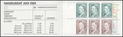 Groenland Carnets de marques 3 Reine Margrethe et Crabes 1993, ** post-fraîchissement