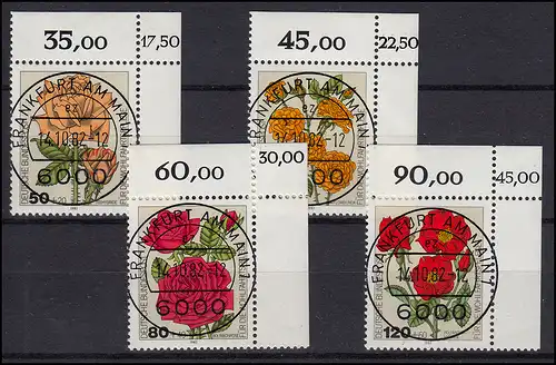 1150-1153 Wofa Roses de jardin, 4 valeurs complètes - ensemble avec KBWZ O FfM