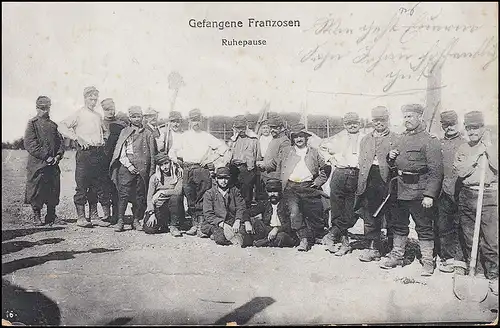 Poste de terrain sur les prisonniers AK Français Pause, Münsingen ALLOCATION 23.11.1914