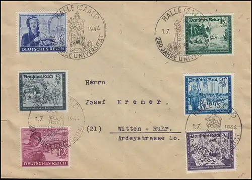 893V Reichspost 24 Pf avec PLF V sur lettre de phrase avec SSt HALLE / SAALE 1.7.44