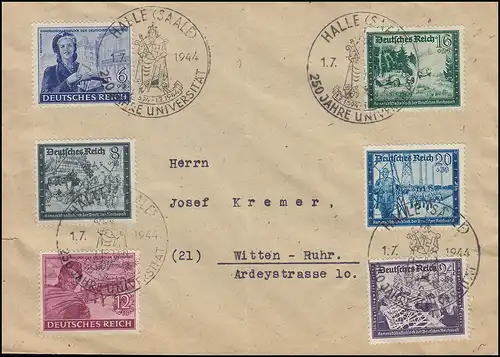 893V Reichspost 24 Pf mit PLF V auf Satzbrief mit SSt HALLE / SAALE 1.7.44 