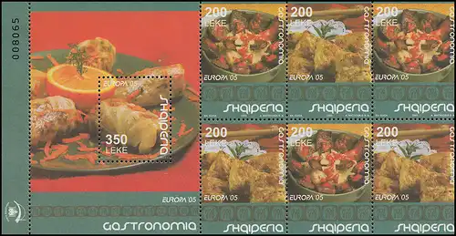 2005 Albanien 3048-3049 Gastronomie, Heftchenblatt ** postfrisch
