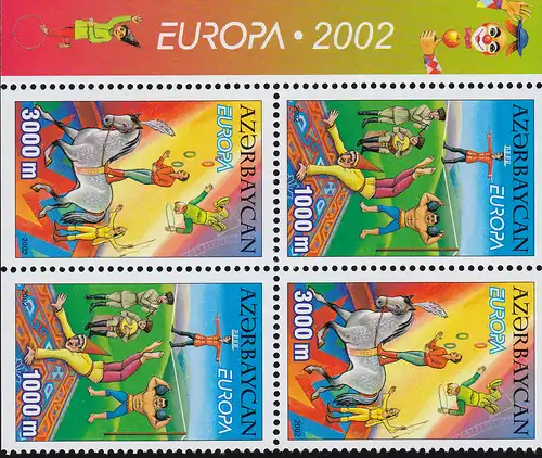 2002 Azerbaïdjan 513D-514D cirque, feuillet ** post-fraîchissement