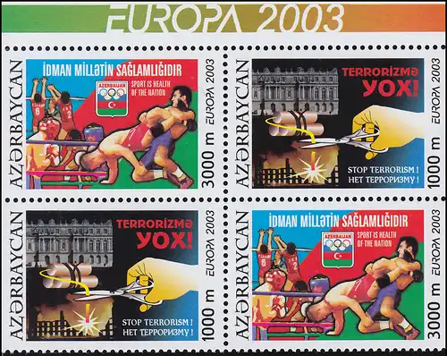 2003 Azerbaïdjan 543D-544D Affiche, feuillet ** post-fraîchissement