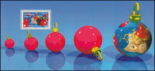 Bloc 82 Noël et Nouvel An: Chapeau de hérisson boules de Noël **