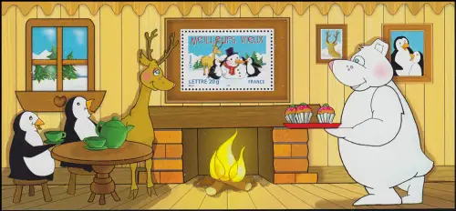 Block 50 Weihnachten und Neujahr: Ren Pinguine Schneemann, postfrisch **