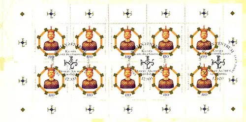 2088 Aachener Dom - 10er-Bogen auf Kartonvorlage, ESST