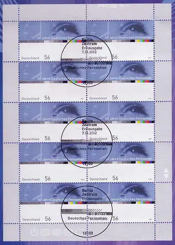 2288 Deutsches Fensehen - 10er-Bogen auf Kartonvorlage, ESST