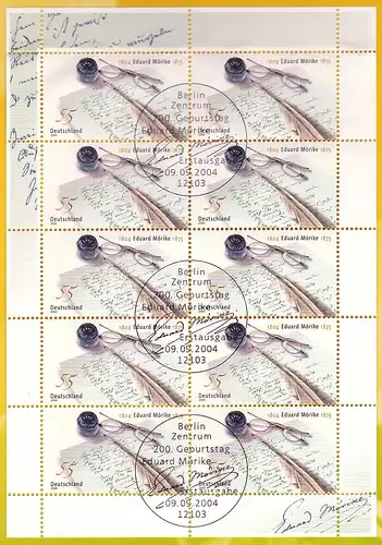 2419 Eduard Mörike - 10er-Bogen auf Kartonvorlage, ESST