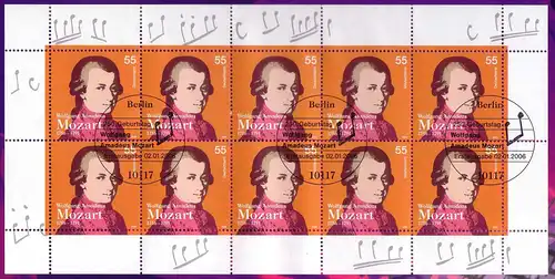 2512 Compositeur Wolfgang Amadeus Mozart - Bogen 10 sur modèle carton, ESTE